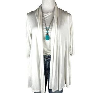 White‎ Bamboo Open Front Minimalist Staple Cardigan S/M Orange Fashion Village